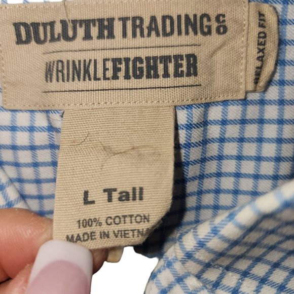 Duluth Trading Shirt Mens Size LT Large Tall Plaid WrinkleFighter Relaxed Fit - Picture 4 of 8